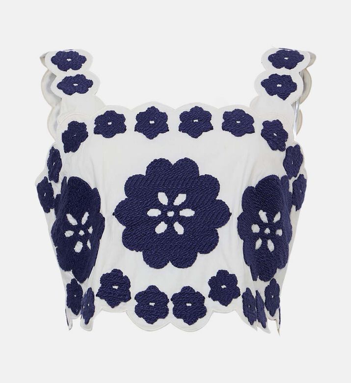 Floral-embroidery Sleeveless Top