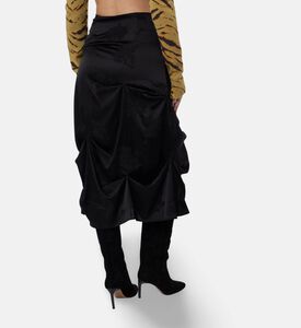 Ganni Satin Floral-print Flared Skirt, Model View