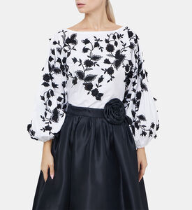 Cotton Floral-embroidery Blouse