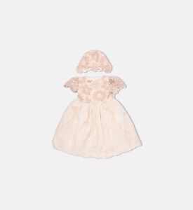 فستان بأكمام قصيرة مطرز بأزهار