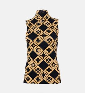 بلوزة بلا أكمام بياقة عالية