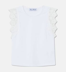 Tartine et Chocolat Lace-trim Cap Sleeves T-shirt, White, 6y, Packshot View