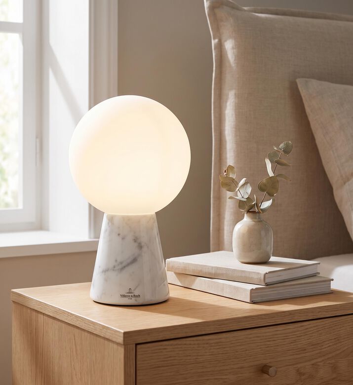 Villeroy and Boch Carrara Marble Led Table Lamp, White, Packshot View