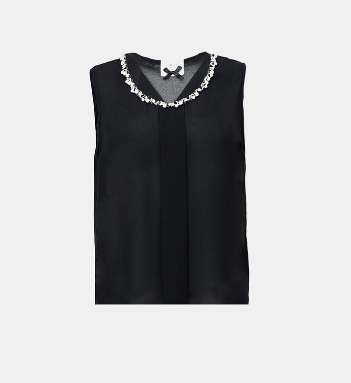 Pearl-trimmed Sleeveless Top Pearl-trimmed Sleeveless Top