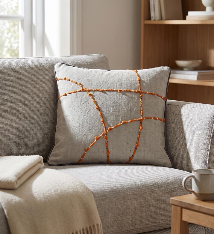 Home Deco and More Ostia Embroidered Cushion, Packshot View