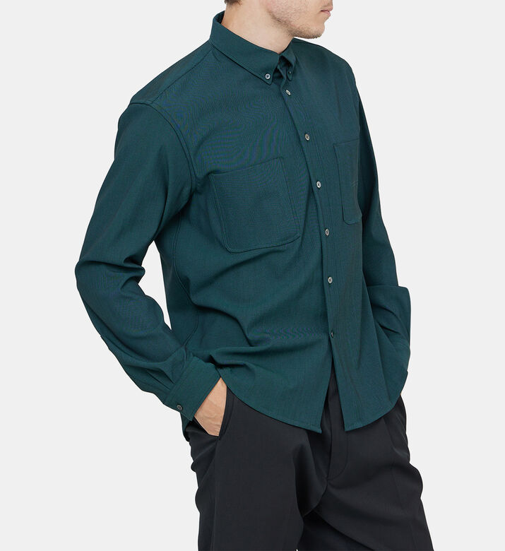 قميص بياقة سادة من مزيج الصوف