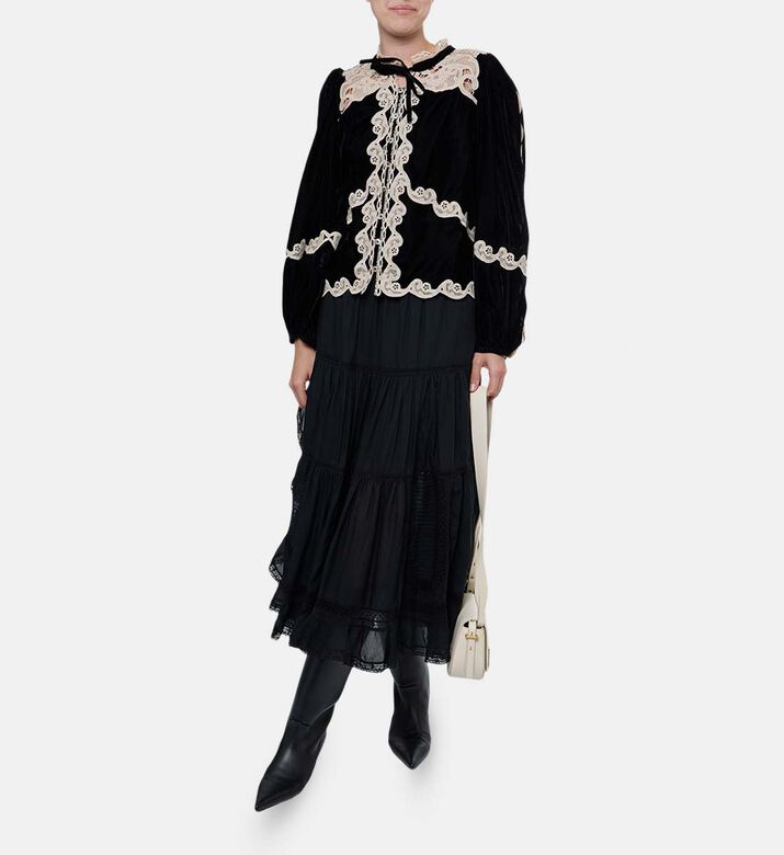 Sea NY Medina Ruffled Collar Blouse, Model View