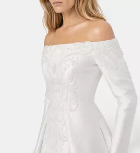 L Atelier Du Luxe Mikado Lace Appliqu&eacute; Gown, Model View