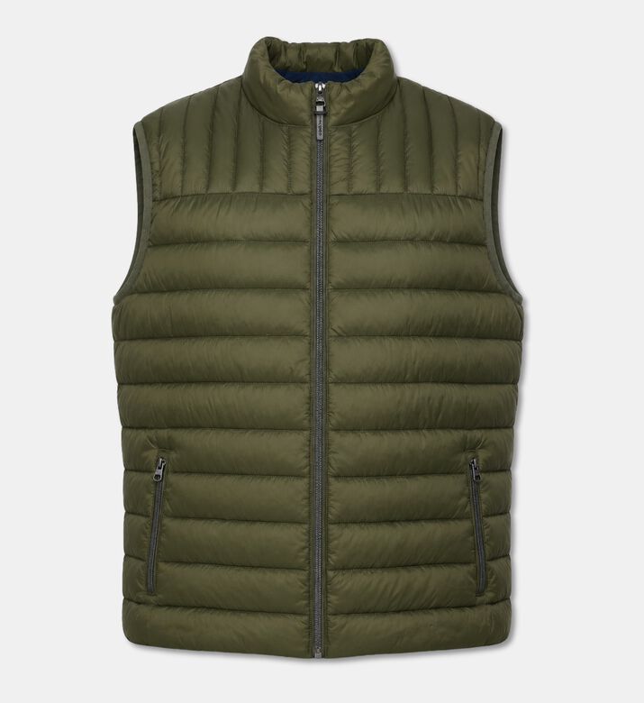 Hackett London Ultra Light Weight Padded Gilet, Khaki, Xxl, Packshot View