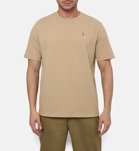 Maison Kitsune Embroidered Patch Straight-cut T-shirt, Beige, Xl, Model View