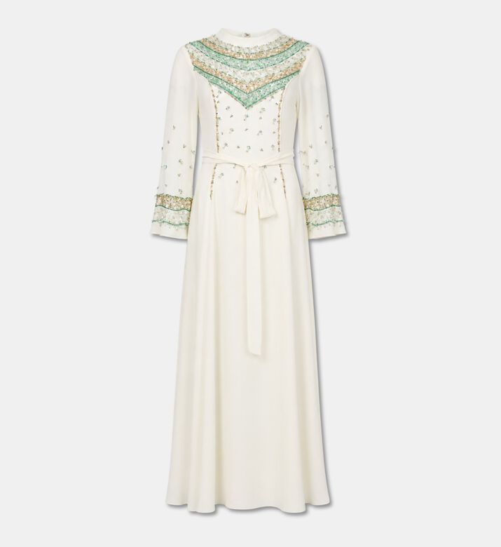 Suzy Matar Embellished Yoke Long-sleeve Gown, Packshot View