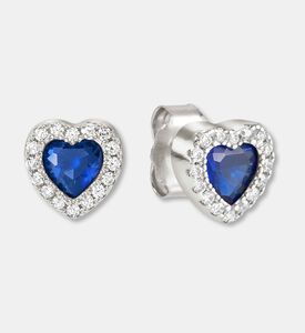 Nomination Dark Blue Heart-shaped Stones Silver-tone Earrings, Packshot View