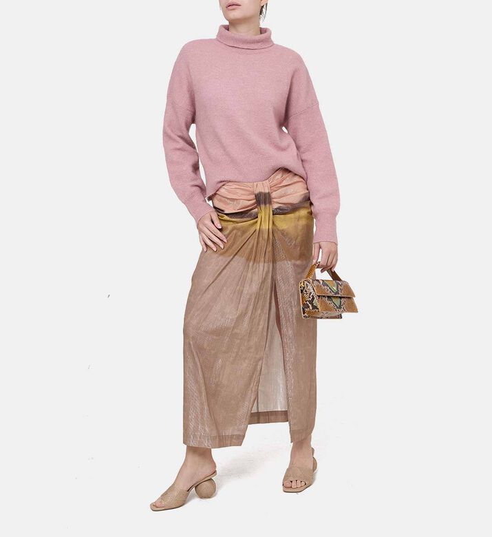 تنورة ميتاليك منسدلة بتصميم ملفوف