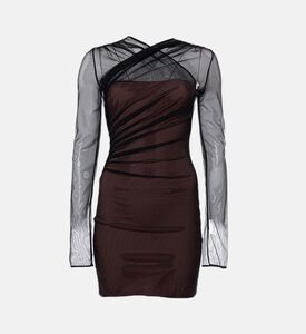 Nensi Dojaka Draped Long-sleeve Tulle Dress, Packshot View