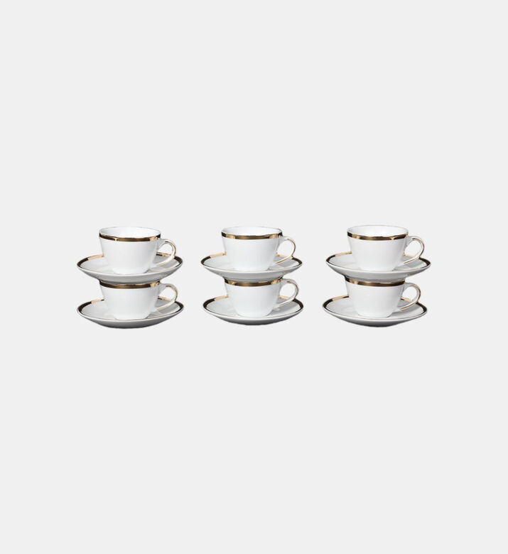 Home Deco and More Gold-rimmed Coffee Cups 6-piece Set, Packshot View