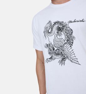 تيشيرت بأكمام قصيرة بنقشة نمر وتنين