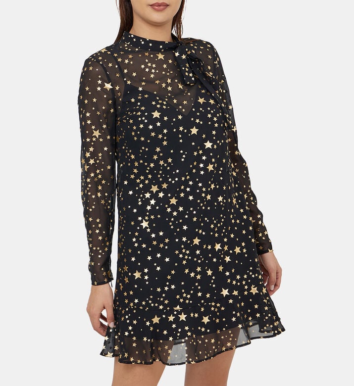 Star Motif Semi Sheer Dress Star Motif Semi Sheer Dress