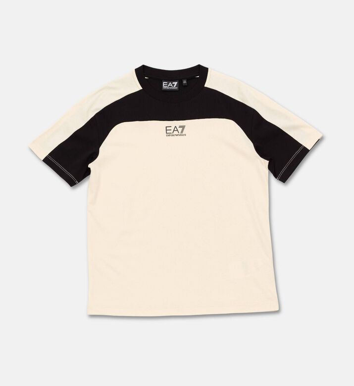 EA7 Cotton Crewneck Regular-fit T-shirt, White, 14y, Packshot View