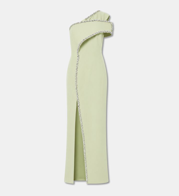 Jean Louis Sabaji Crepe Asymmetric Embroidered Dress, Packshot View