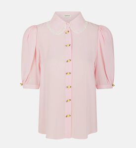 قميص بصف أزرار بتصميم زهرة