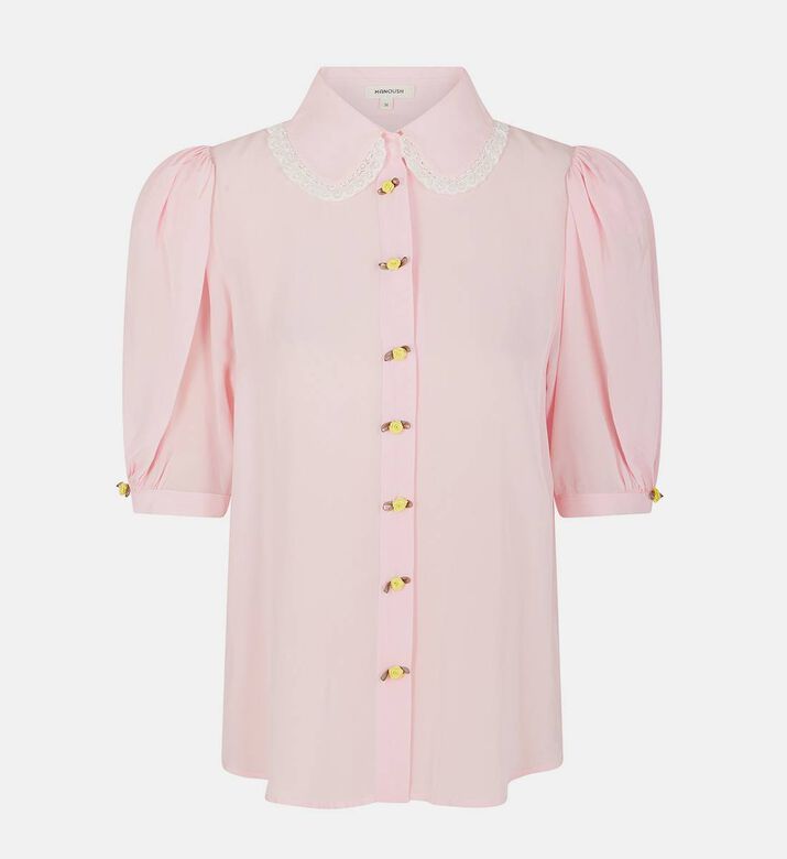 قميص بصف أزرار بتصميم زهرة