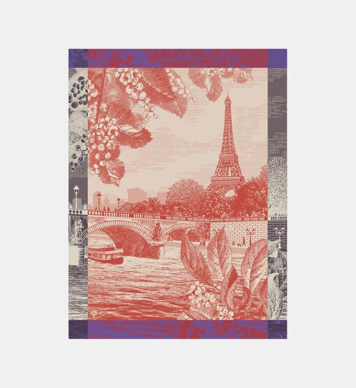 Jacquard Paris Sur Seine Cotton Tea Towel, Red, Packshot View