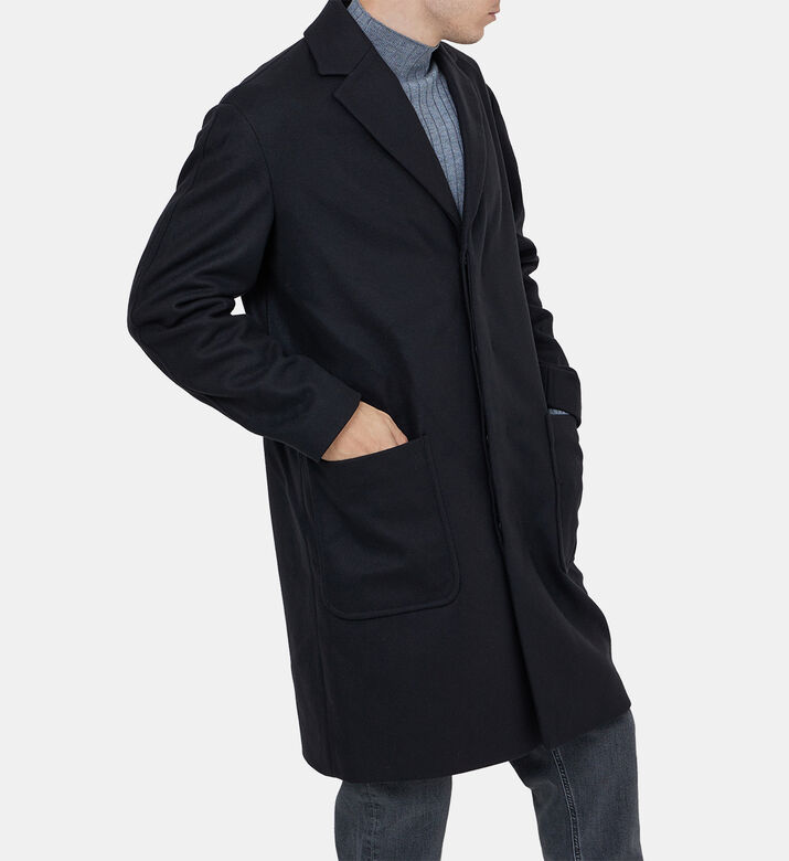 معطف بمزيج صوف سادة