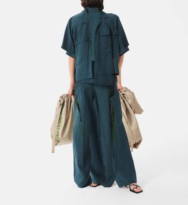 Fluid Linen Flared Trousers