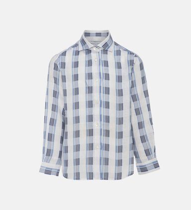 Linen Checked Button-down Shirt