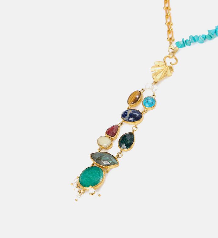 Precious Stones Long Turquoise Necklace