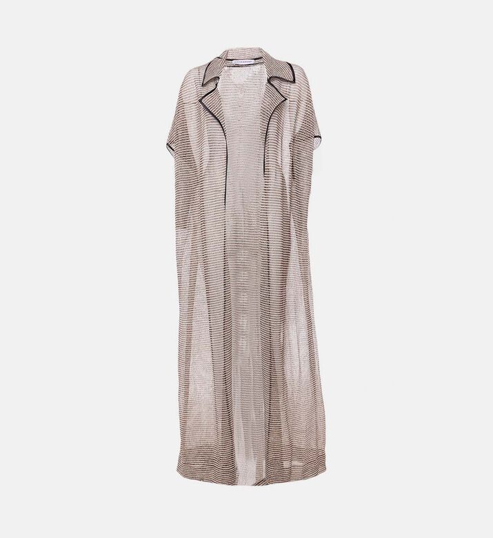 Blue For Burgundy Metallic Woven Striped Knit Abaya, Packshot View