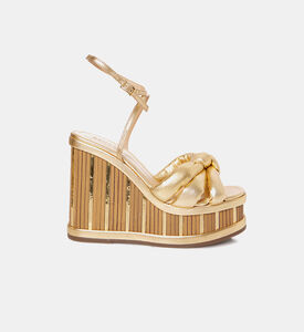 صندل بكعب ويدج بجلد معدني