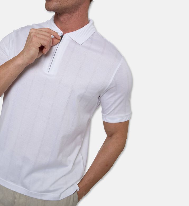 Pal Zileri Traditional Knit Slim-fit Polo, White, 52, Model View