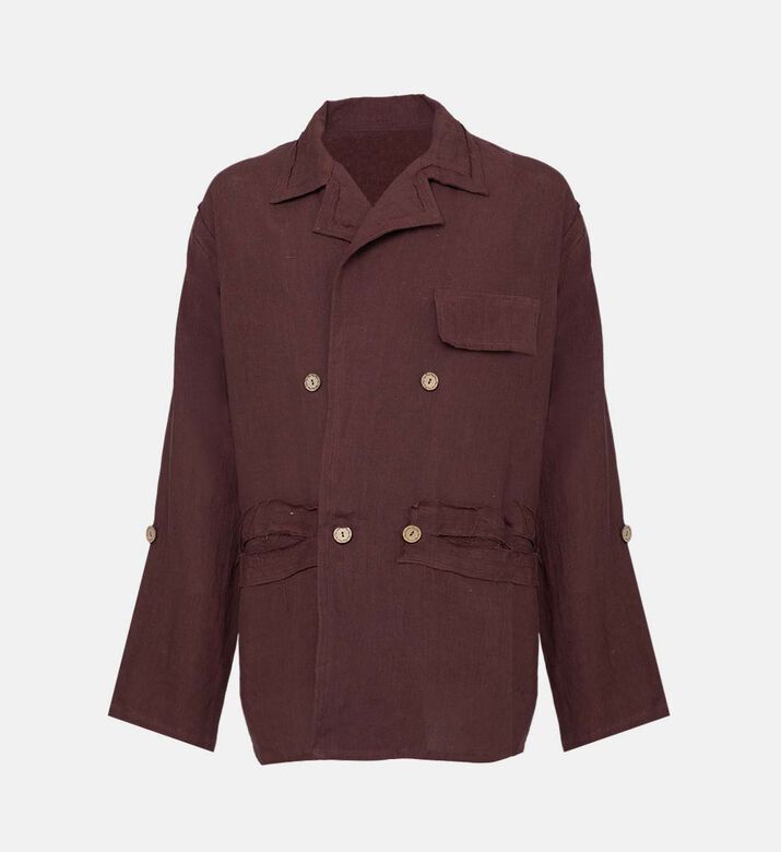 Bohemian Linen Double-breasted Jacket