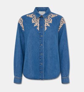 Forte-Forte Embroidered Denim Button-down Shirt, Packshot View