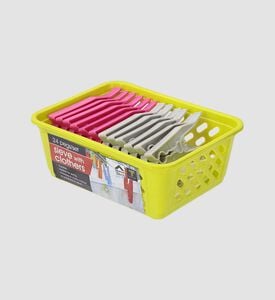 Home Deco and More Plastic Clothes Pegs Basket 24-piece, Packshot View