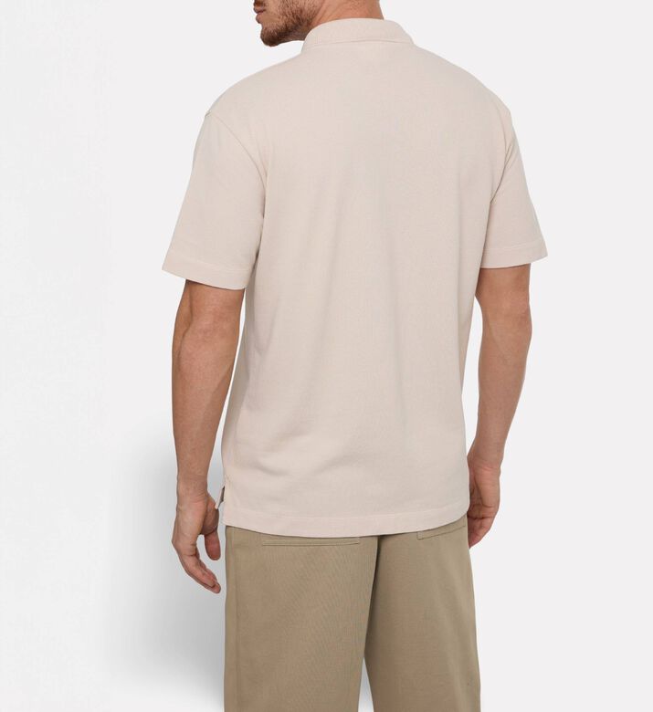 Maison Kitsune Contrast Embroidered Patch Polo Shirt, Off-white, M, Model View