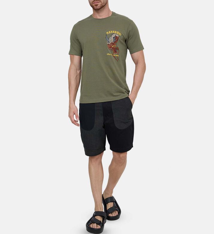 تيشيرت تاور القصير الأكمام بنقشة نمر وتنين