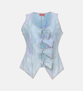 Fairouz Printed Denim Vest