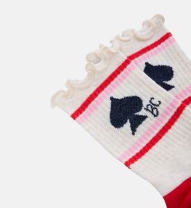 Bobo Choses Logo-detail Spade-print Ruffled Cuff Striped Socks, Packshot View