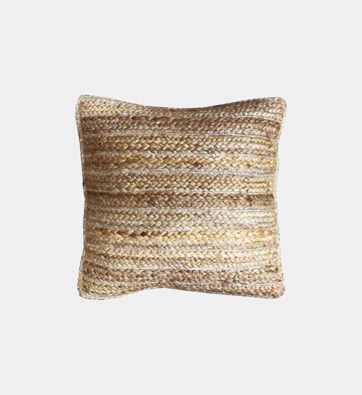 Deko and Co Lurex Square Jute Cushion, Silver, 45x45-cm, Packshot View