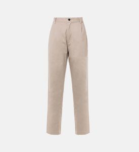 Modern Straight-leg Pleated Cotton Trousers