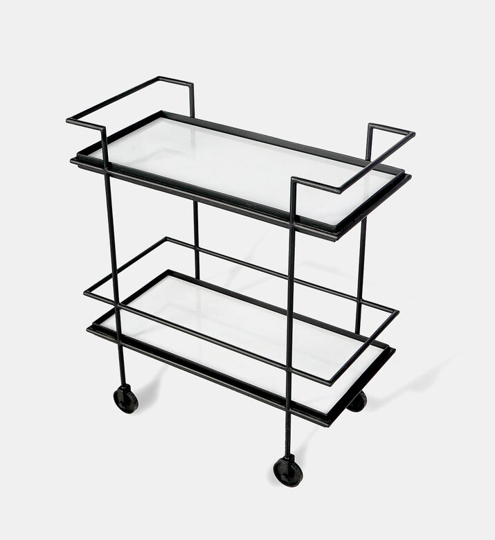 Home Deco and More Jitsu Wheeled Iron Marble Bar Trolley, Packshot View