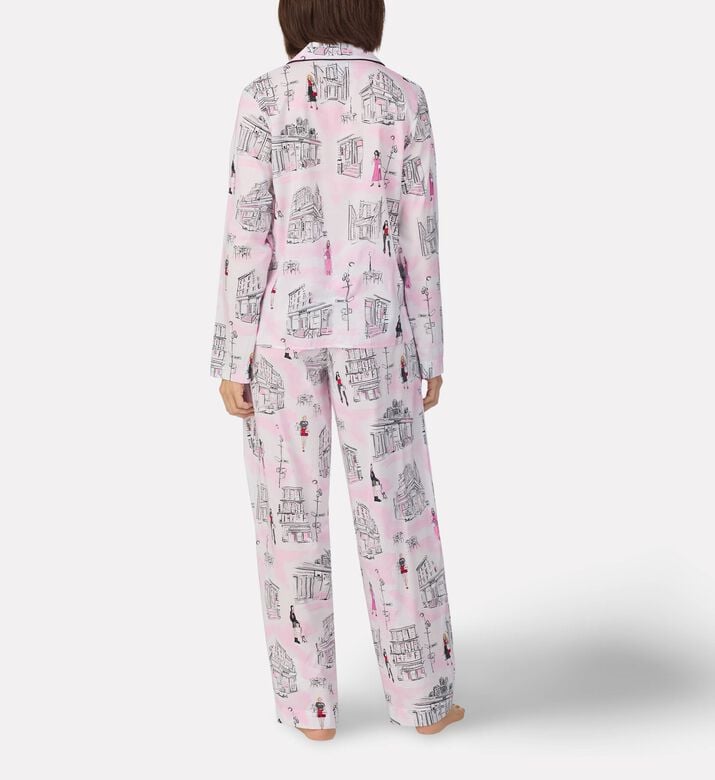 DKNY Contrast Piping Long Pajama Set, Model View