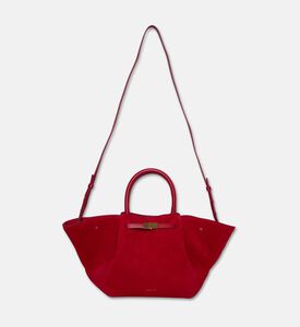 Demellier The Midi New York Suede Tote Bag, Red, Packshot View