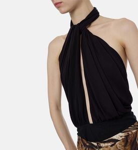 Ronny Kobo Halter Neck Sleeveless Bodysuit, Model View