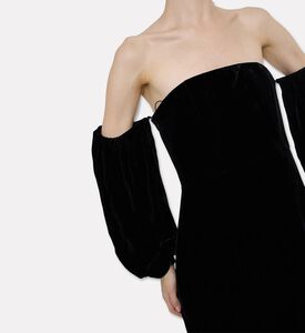 Forte-Forte Velvet Sweetheart Neck Midi Dress, Model View