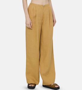 بنطال كتان قنب بطيات