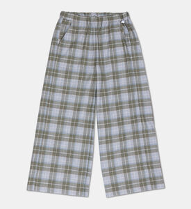 Cotton Check-print Wide Leg Trousers