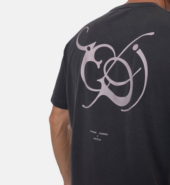 Samsoe Saragnar Logo-print Crewneck T-shirt, Model View